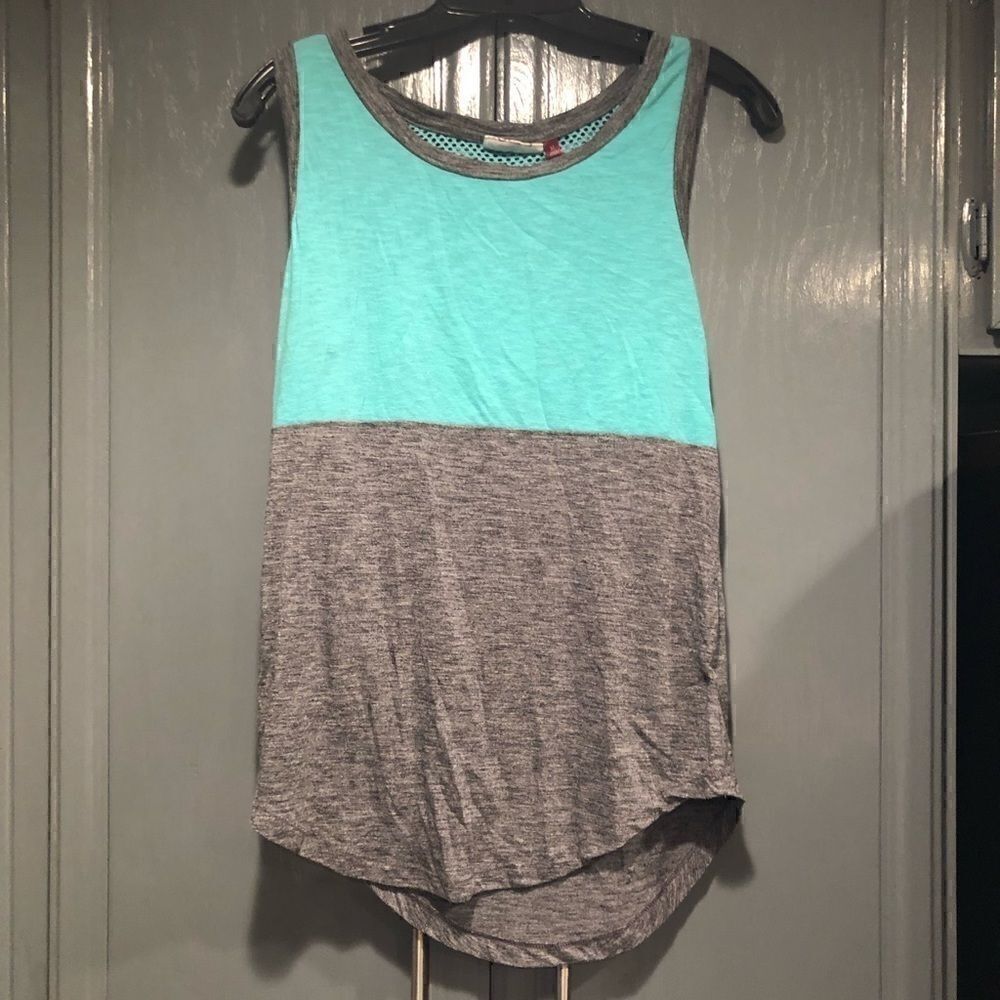 SO Tank Top Mesh Back Gray and Mint Color